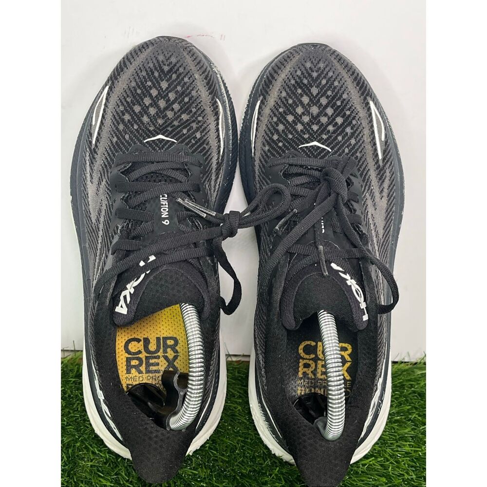 HOKA Clifton 9 Men’s Running Shoes Black White Size 8 D Athletic Sneakers - Picture 6 of 12